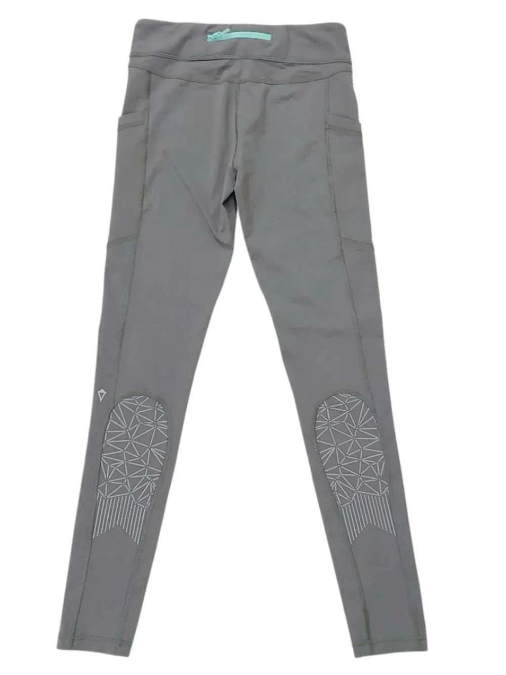 Ivivva Lululemon Leggings Girls Youth 14 Gray Athletic Pockets Reflective Calf